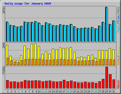 Daily usage for January 2020