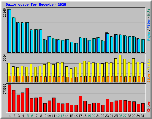 Daily usage for December 2020