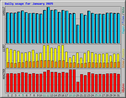 Daily usage for January 2025