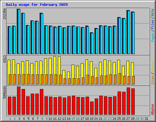 Daily usage for February 2025