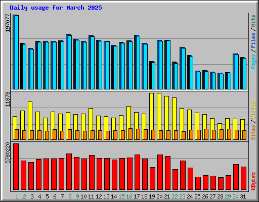 Daily usage for March 2025